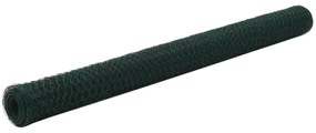 vidaXL Cerca arame galinheiro 25x1,5 m aço c/ revestimento PVC verde