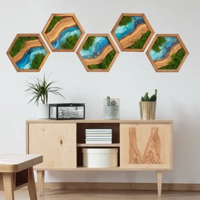 Hexágonos autocolantes na parede - Forest Whisper