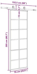 Porta deslizante c/ conj. ferragens 76x205cm vidro ESG preto