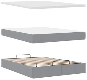 Estrutura cama otomana colchão 140x200cm tecido cinzento claro