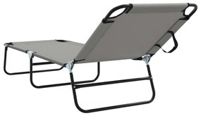 Espreguiçadeira Dobrável 2 pcs Cinza em tecido Oxford 600D