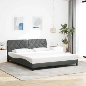 Estrutura de cama sem colchão 180x200 cm tecido cinzento-escuro