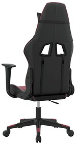 Cadeira gaming massagens couro artificial preto/vermelho tinto