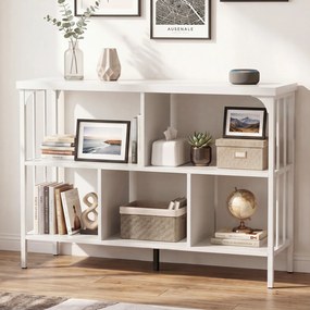 Estante de Arrumação de 3 Níveis, 109 x 34 x 76 cm, 5 Compartimentos, Branco