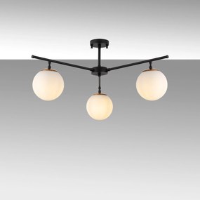 Candeeiro Suspenso Atmaca – Preto, Dourado e Branco – 70 x 70 cm