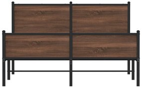 Estrutura de cama sem colchão 137x190cm metal carvalho castanho