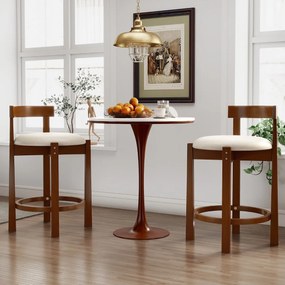 Conjunto de 2 Bancos de Bar de Altura de Balcão (MESA NÃO INCLUIDA), 47,5 x 45 x 78,5 cm, Estofados em Linho, Bege