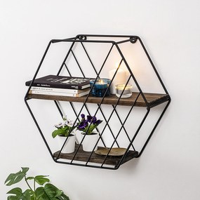 Prateleira de Parede Liliales – Preto Nogueira Escuro – 44x40x15 cm |