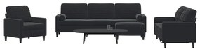 4 pcs conjunto de sofás com almofadões e rolos veludo preto