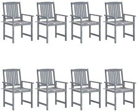 Cadeiras de jardim c/ almofadões 8 pcs acácia maciça cinzento