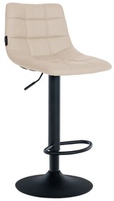 Banco de bar Jerry em couro sintético com estrutura preta 87-108,5 x 43 x 46,5 cm Creme