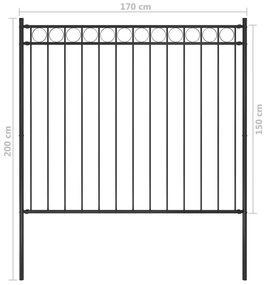 Cerca de jardim 1,7x1,5 m aço preto