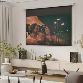 HOMCOM Tela de Projeção Elétrica 80 Polegadas Tela de Projeção Motorizada Formato 16:9 com Controlo Remoto para Cinema am Casa Exterior Festas 209x7,5x142cm Branco