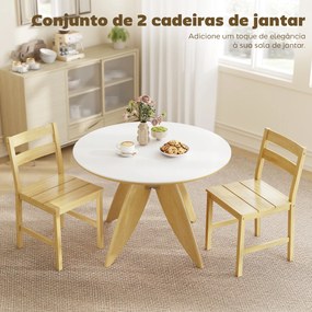Conjunto de 2 Cadeiras de Sala de Jantar (MESA NÃO INCLUIDA) em Bambu com Assento Ripado Encosto Curvado Sem Braços Madeira