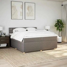Cama com molas/colchão 200x200 cm tecido castanho-acinzentado