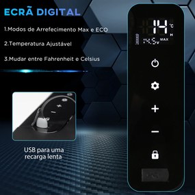 Outsunny Geleira Elétrica de Compressor 25L Portátil até -20℃ com Luz LED e Alças Dobráveis Geleira de Carro 12V/24V e 240V para Casa Campismo Viagem 58,5x33,5x35,2cm Branco