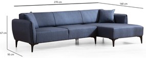 Sofá de Canto Belissimo – Azul – 270 x 140 cm