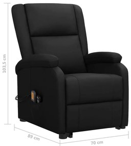 Poltrona massagens elevatória couro artificial preto