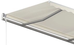 Toldo retrátil manual com postes 3,5x2,5 m cor creme