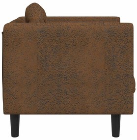 Poltrona com almofadão camurça artificial castanho