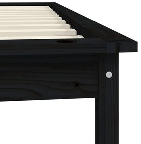 Estrutura cama de solteiro pequena 75x190 cm pinho maciço preto