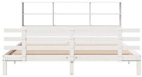 Cama com estante sem colchão 180x200 cm pinho maciço branco