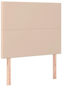 Cama box spring c/ colchão/LED 80x200cm couro artif. cappuccino