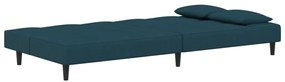 Sofá-cama 2 lugares com duas almofadas veludo azul