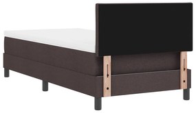 Cama Box com Colchão &amp; LED Marrom Escuro 90x200 cm Tecido