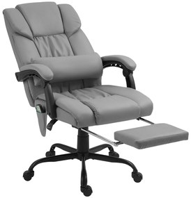 Vinsetto Cadeira de Escritório com Massagem de 6 Pontos Encosto Alto Reclinável Apoio para Pés e Controlo Remoto 66x75x112-122 cm Cinza