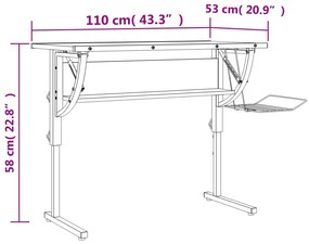 Secretária 110x53x(58-87) cm derivados madeira/aço branco/cinza