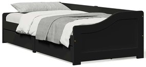 Sofá-cama com 2 gavetas sem colchão 90x200 cm IRUN preto