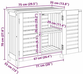 Armário de Jardim com armazenamento com porta Castanho 78 x 36.5 x 78c