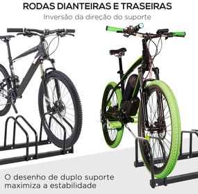 HOMCOM Estacionamento para 6 Bicicletas Suporte de Aço para Estacionar Bicicletas no Chão para Interior e Exterior 179x33x27 cm Preto