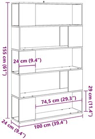 Armário/divisória de quarto carvalho artesanal 100x24x155 cm
