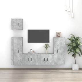 vidaXL Conjunto móveis de TV 5 pcs madeira processada cinzento cimento