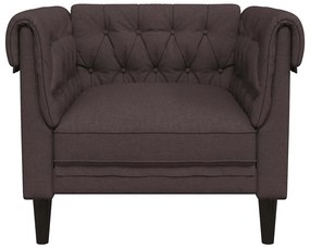 Sofá chesterfield tecido castanho-escuro
