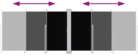 Toldo lateral retrátil 200x600 cm preto