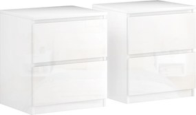 HOMCOM Conjunto de 2 Mesas de Cabeceira Moderna Mesas de Cabeceira com Gavetas para Dormitório 40x34x45 cm Branco Brilhante | Aosom Portugal