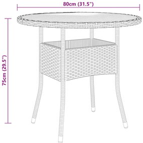 3 pcs conjunto de jantar para jardim vime PE preto