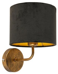 Candeeiro de parede vintage dourado com tom de veludo preto - Matt Retro