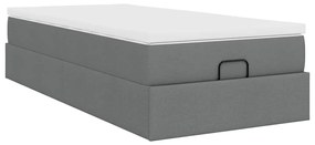 Estrutura cama otomana colchão 80x200 cm tecido cinzento escuro