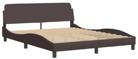 Cama com colchão 160x200 cm tecido castanho-escuro