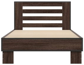 Estrutura de cama derivados de madeira/metal carvalho castanho