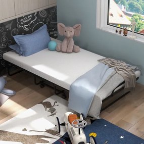 Cama dobrável com colchão de espuma viscoelástica Cama de hóspedes portátil com estrutura metálica para adultos Escritório em casa 191 x 96 x 28 cm