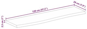 Tampo de mesa borda viva 120x20x2,5 cm mangueira áspera maciça