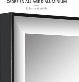 Espelho de parede com dimensões de 120 x 35 cm - Película de segurança anti-explosão, sistema de fixação incluído - Moldura em liga de alumínio preta