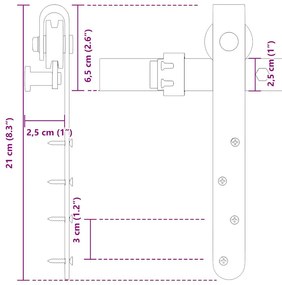 Kit p/ porta de armário deslizante 122 cm aço carbono