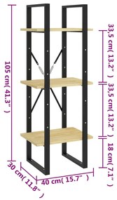 Estante c/ 3 prateleiras 40x30x105 cm pinho maciço