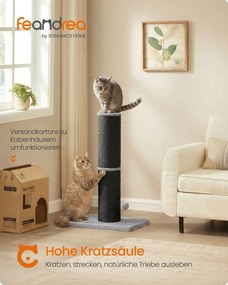 Arranhador para gatos com 85 cm de altura, tronco em sisal XXL, Preto